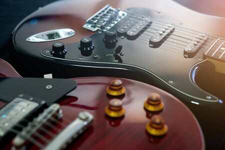 Electric guitar, close up on  backgroundの写真素材