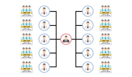 Organization Chart Infographics with People Icon and Abstract Line, Business Structure, Hierarchy of employees,org Vector Illustrationのイラスト素材