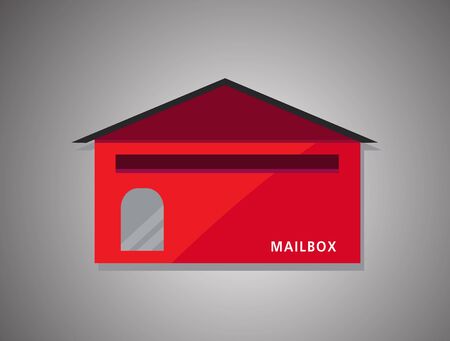 red mailbox   ,flat design vector icon,  on green  backgroundのイラスト素材