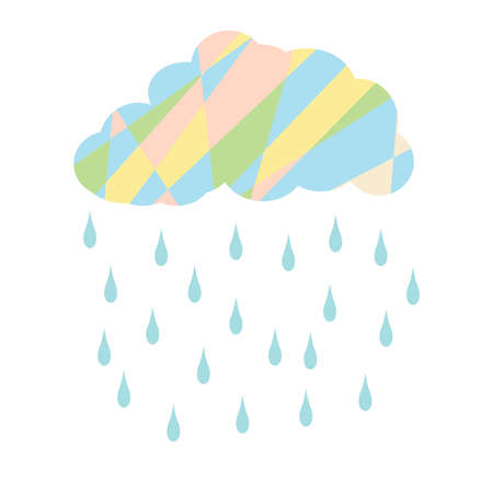 rain in white background,  rainy season, clouds and storm, weather nature background, Flood natural disaster, vector illustration.のイラスト素材