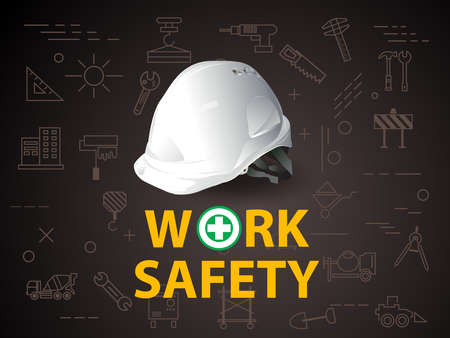 Safety first, Engineer helmet ,Construction concept, vector illustration.のイラスト素材