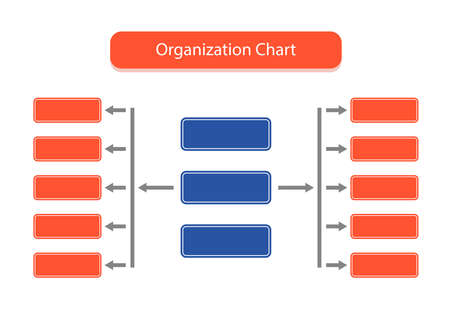 Organization Chart Infographics with People Icon and Abstract Line, Business Structure, Hierarchy of employees, org  Vector Illustration.のイラスト素材