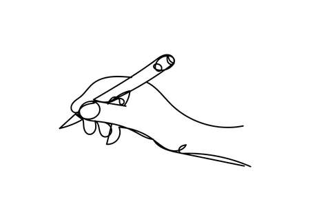 hand writing with pencil on a white background , continuous line drawing, vector designのイラスト素材