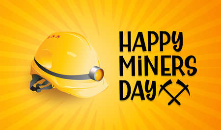Happy miners day, work safety, safety equipment  vector design