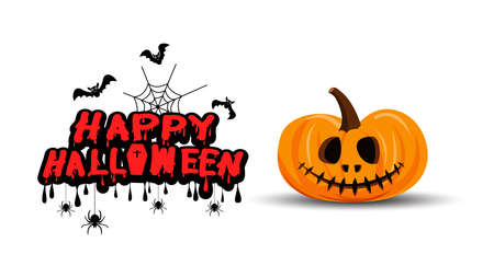 Happy Halloween, silhouette character set collection, Pumpkins and Flying Bats Vector illustrationのイラスト素材