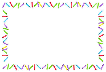 Colorful crayons Frame border on White Background, Crayons colorful , vector illustration.のイラスト素材