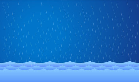 heavy rain and storm , damage with home, clouds and rain, flooding water in city, Flooded house.&#xD;&#xA;のイラスト素材