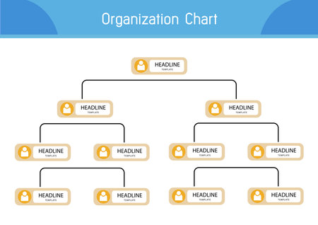 Organization Chart Infographics with People Icon and Abstract Line, Business Structure, Hierarchy of employees, org  Vector Illustration.のイラスト素材