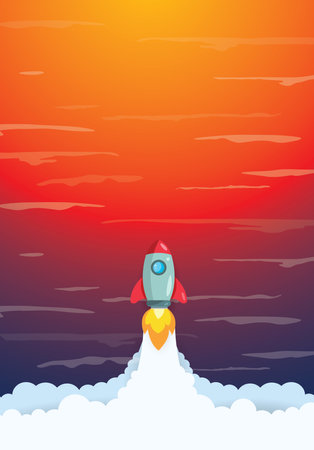 launch Rocket, startup concept, Start up Business template, Vector illustrationのイラスト素材