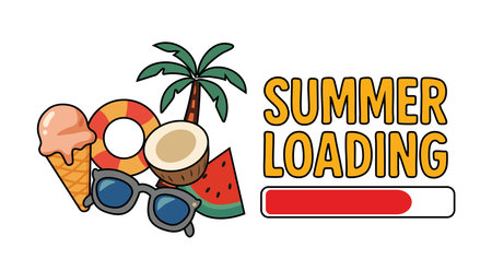 Summer Loading Vector Illustration with Progress Barのイラスト素材