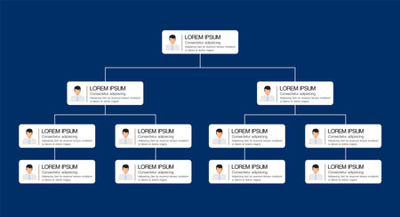 Organization Chart Infographics with People Icon and Abstract Line, Business Structure, Vector Illustration
のイラスト素材