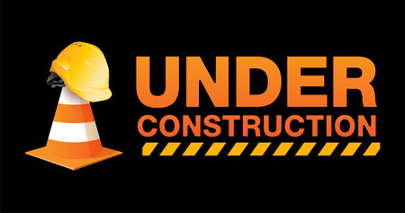Building under Construction site,  engineer hat is placed on the background, vector designのイラスト素材