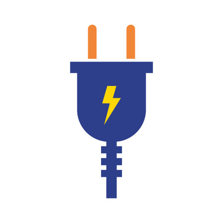 Electric Power Plug Icon with Lightning Bolt Energy Symbol, vector designのイラスト素材