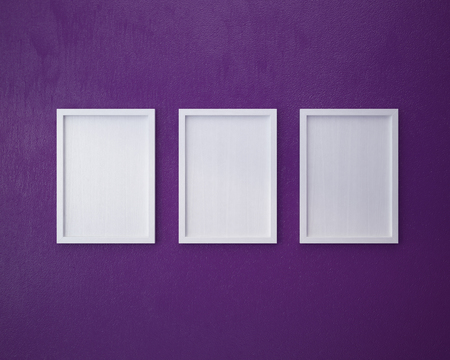3 Blank frame on  purple wall.の写真素材