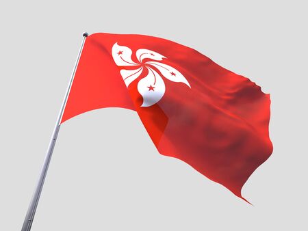 Hongkong flying flag isolate on white background.の写真素材