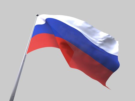 Russia flying flag isolate on white backgroundの写真素材