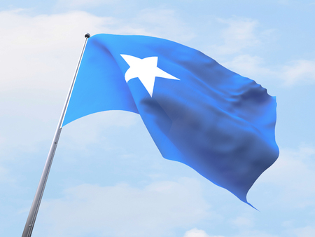 Somalia flag flying on clear sky.の写真素材