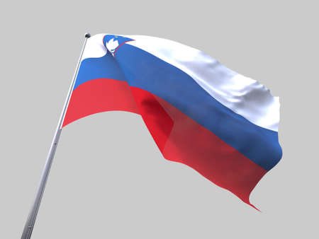 Slovenia flying flag isolate on white backgroundの写真素材