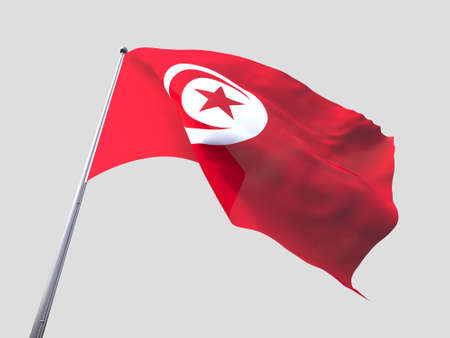 Tunisia flying flag isolate on white backgroundの写真素材