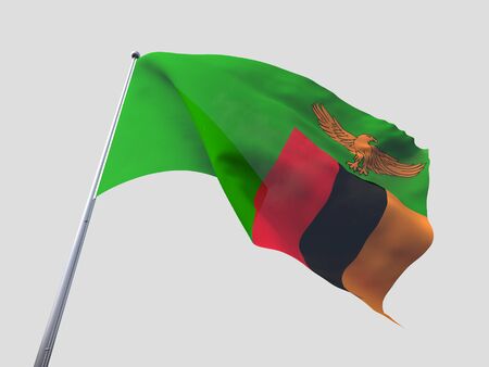 Zambia flying flag isolate on white backgroundの写真素材