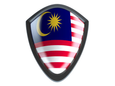 Malaysia flag on metal shield isolate on white background.の写真素材