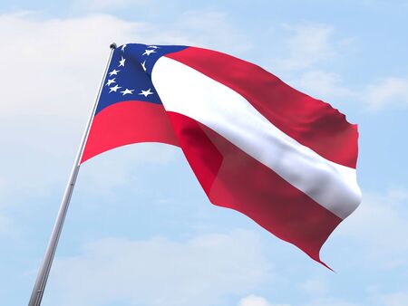 Confederate States of America flag flying on clear sky.の写真素材