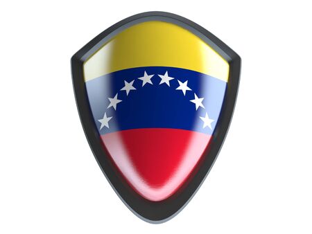 Venezuela flag on metal shield isolate on white background.の写真素材