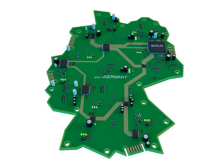 Circuit board shape of germany map isolate on white backgroundの写真素材