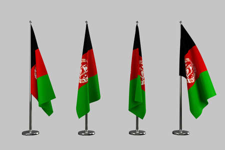 Afghanistan indoor flags isolate on grey backgroundの写真素材