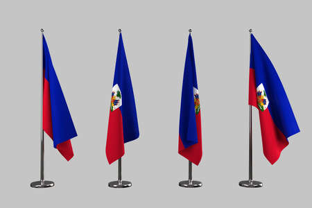 Haiti indoor flags isolate on white backgroundの写真素材