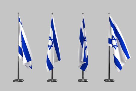 Israel indoor flags isolate on grey backgroundの写真素材