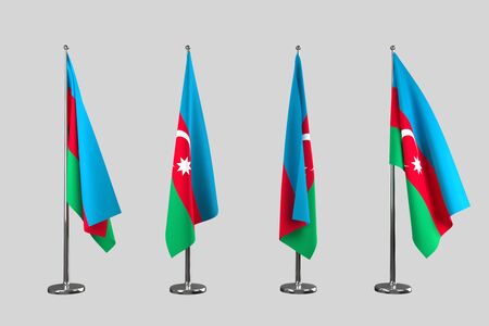 Azerbaijan indoor flags isolate on grey backgroundの写真素材