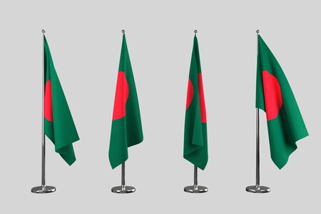 Bangladesh indoor flags isolate on grey backgroundの写真素材