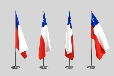 Chile indoor flags isolate on grey backgroundの写真素材