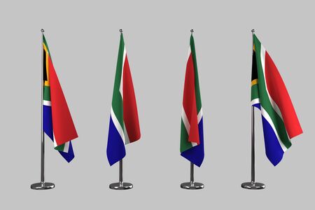 South Africa indoor flags isolate on grey backgroundの写真素材