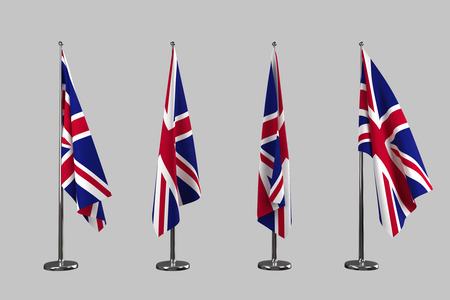 UK indoor flags isolate on grey background