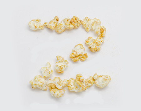 pop corn forming letter Z isolated on white backgroundの写真素材