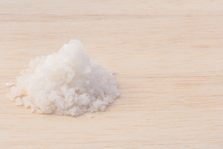 salt crystal on wood backgroundの写真素材