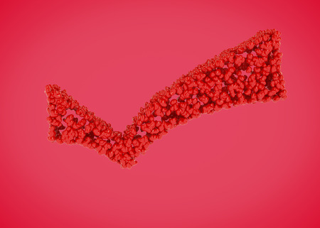 right answer sign made from heart isolated with clipping pathの写真素材