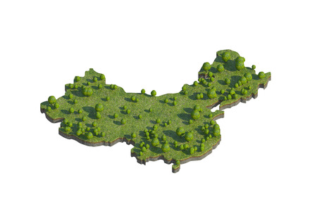 3d render of china map section cut isolated on white with clipping pathの写真素材