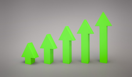 business Green arrow line graph pointing up 3d renderingの写真素材