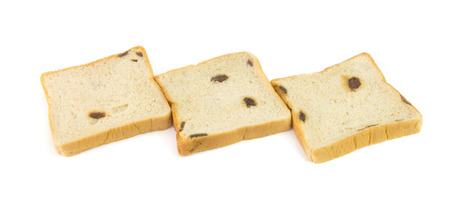 raisin bread isolated on whiteの写真素材