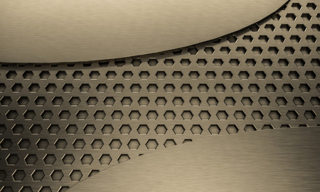 bronze abstract bee hive hextagon texture background with copy space 3d rendering