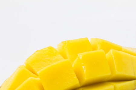 fresh delicious yellow mango isolated  on white backgroundの写真素材