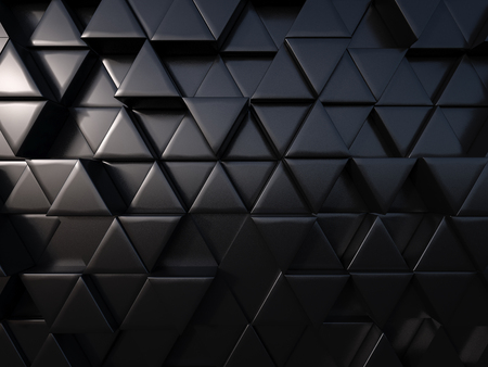 abstract triangle black metal background 3d renderingの写真素材