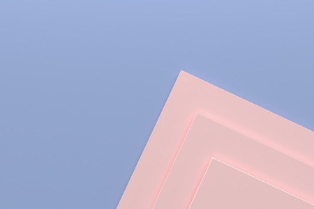 rose quartz and serenity blue background minimal design paper stack material 3d rendering