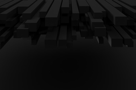 black stack line box chaos levitation on black background 3d renderingの写真素材