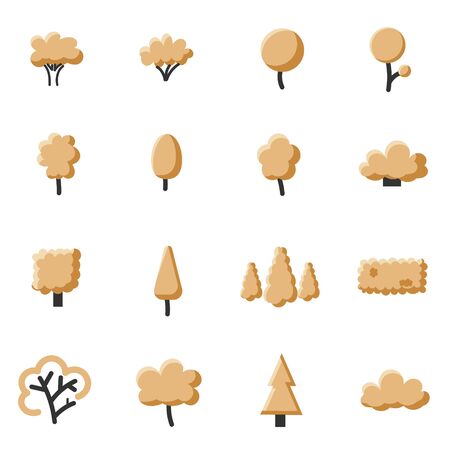 autumn tree icon setのイラスト素材