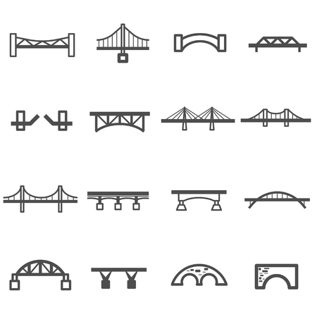 bridge line icon set vectorのイラスト素材