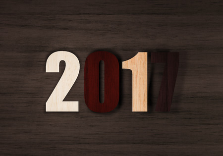 2017 new year wooden background 3d renderingの写真素材